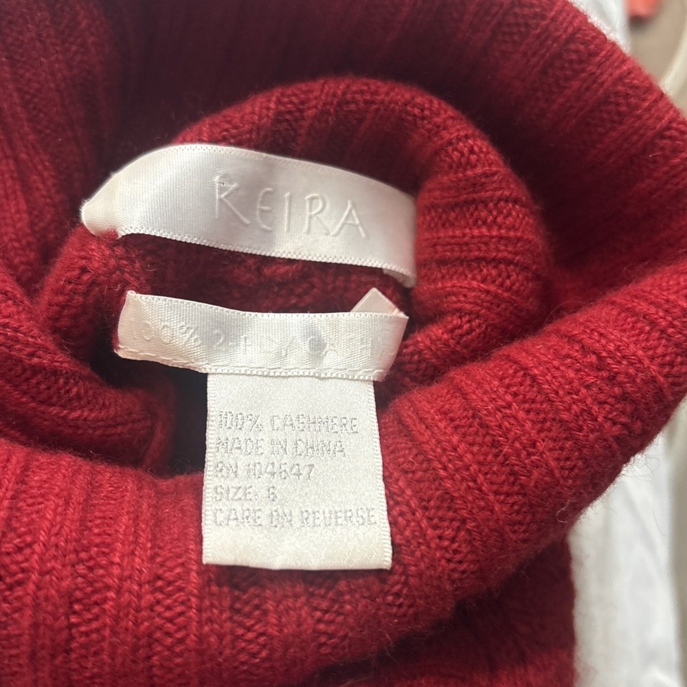 Keira 2ply 100% Cashmere Cable Knit Pullover Turtleneck Red, Women's Small - Picture 12 of 13